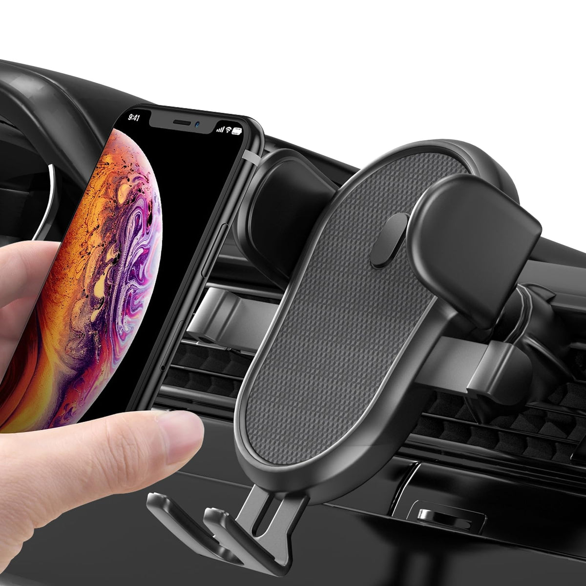 Poboko Soporte para Teléfono en Ventilación del Coche [Soportes de Teléfono Mejorados] Soporte para Teléfono de Coche Manos Libres Compatible con Smartphones [Soporte para iPhone] Universal
